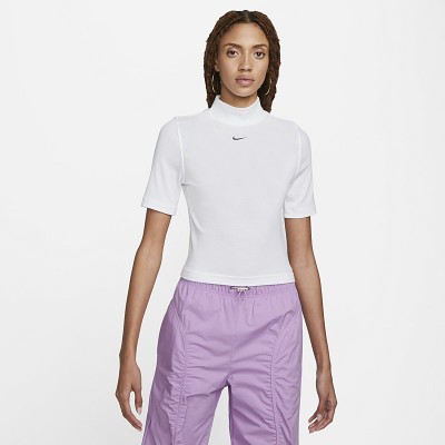 Nike Wmns Sportswear Essentials Ribbed Mock-Neck laisvalaikio T-Shirt