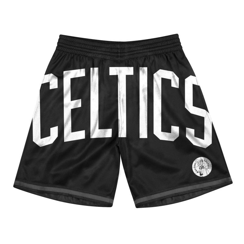 Men's Mitchell & Ness Black Boston Celtics Big Face 3.0 Fashion Shorts