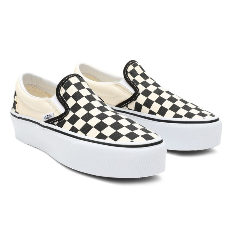 checkerboard platform slip on vans